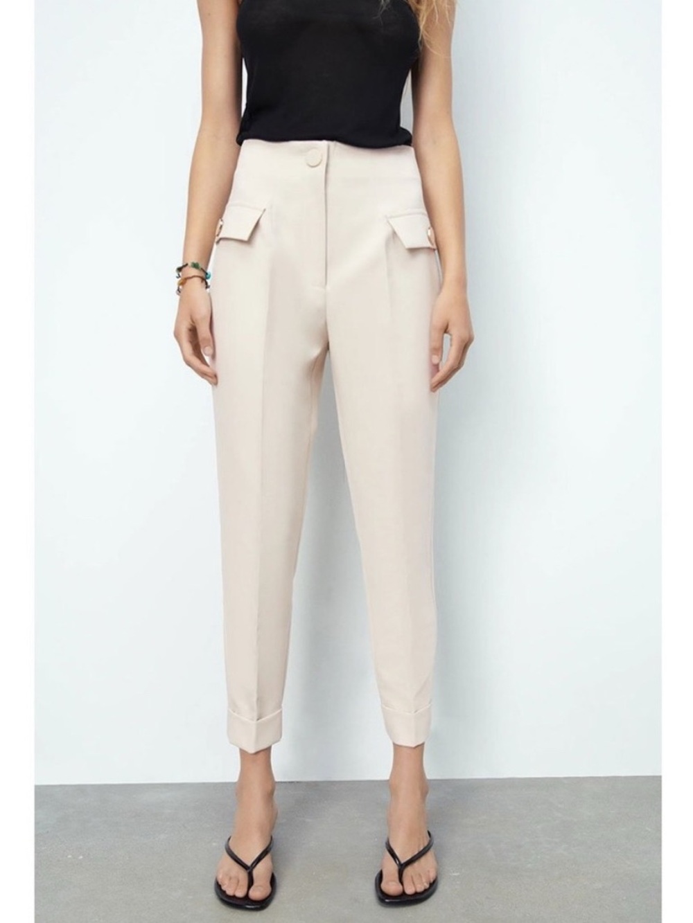 Zara High Waisted Button Trousers
